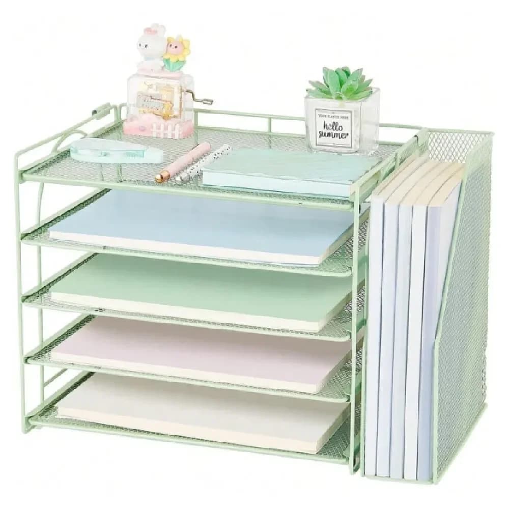 Organizzatore per accessori da scrivania, portadocumenti a 5 livelli con portafile regolabile, accessori da scrivania per ufficio