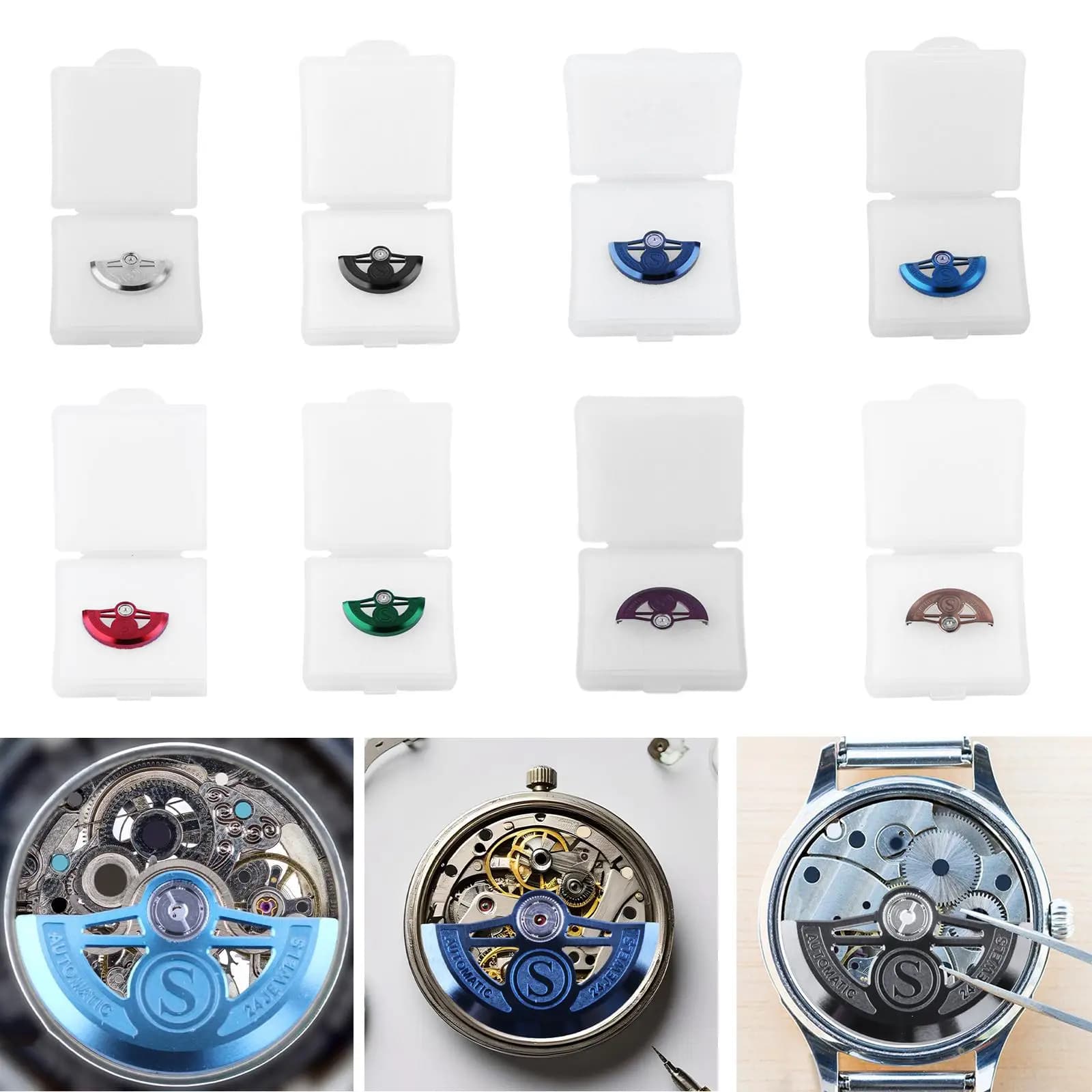 NH35 Orologio Automatico Martello Rotore Con Scatola Misura per NH34 NH36 NH38 NH39 4R Movimento Peso Oscillante Movimento Pezzi di Ricambio