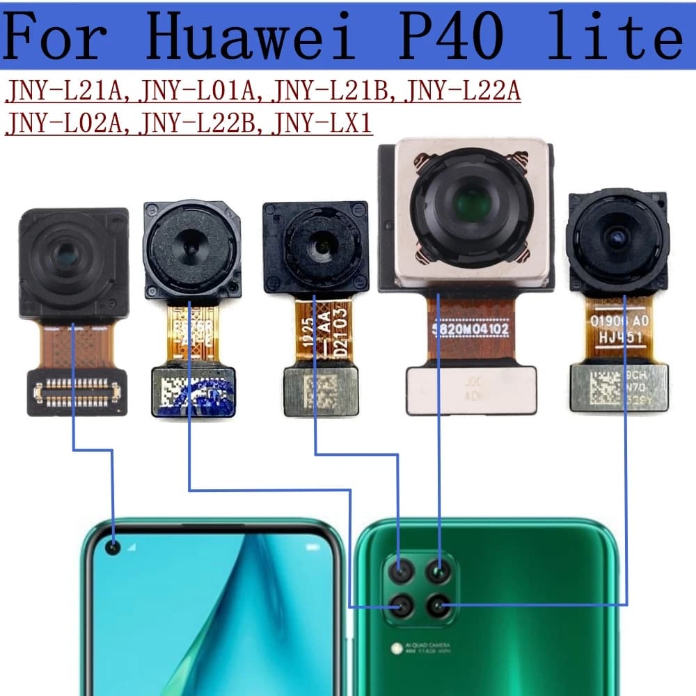 Fotocamera posteriore per Huawei P40 Lite P40lite JNY-L21A-L01A-L21B-L22A-L02A-L22B anteriore Selfie Macro Back face fotocamera principale Flex Parts