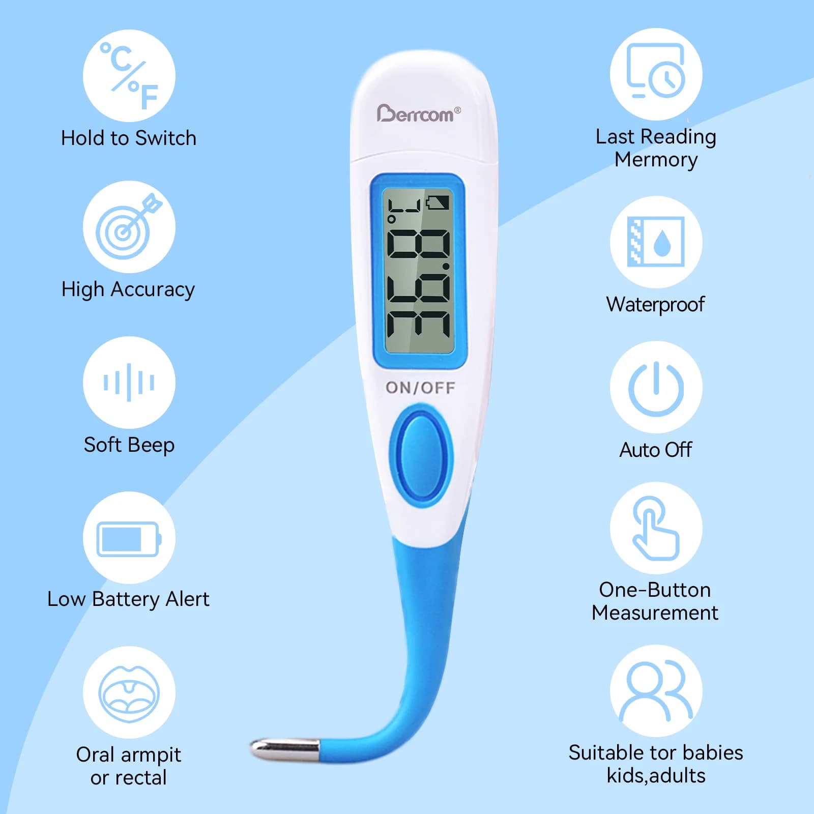 1 pz corpo digitale rosa basale febbre clinica attrezzature mediche strumenti termometri asciutti per persone bambini testa morbida impermeabile