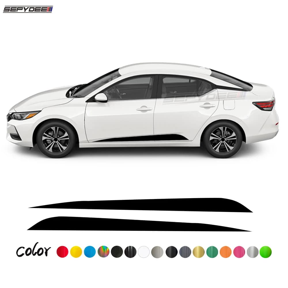 2 pieces stickers skirt side strips car door for Nissan Sentra 2020-present body shop auto decorations DIY film vinyl decals car accessories