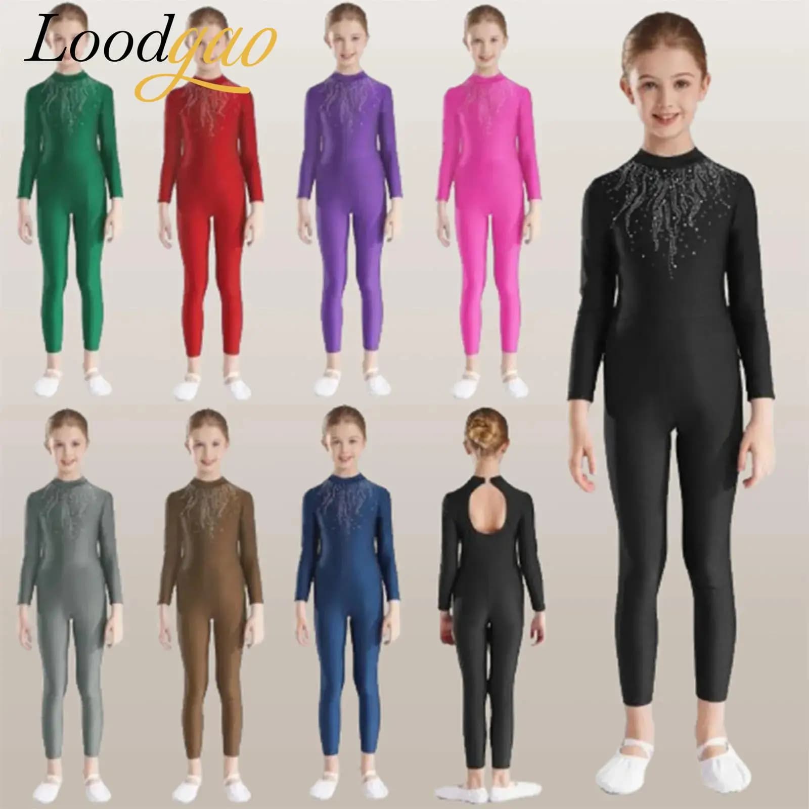 Tuta da ginnastica ritmica per adolescenti Bambini Ragazze Tutu di balletto Manica lunga Body da ballo Body Pattinaggio di figura Abbigliamento Dancewear