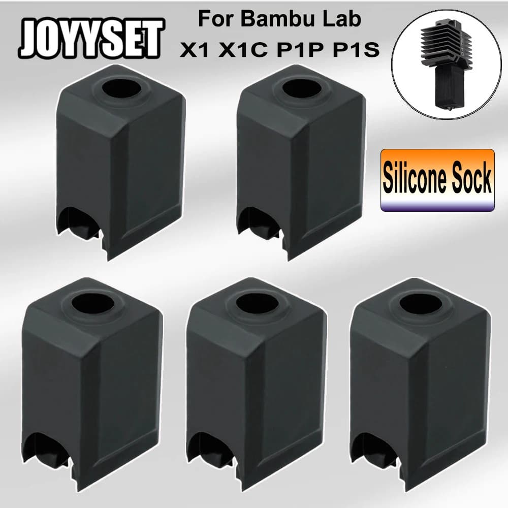 Calzini in silicone per Bambu Lab X1 X1C Hotend Estrusore Blocco riscaldato Custodia ad alta temperatura per bambulab p1s p1p Copertura in silicone nero