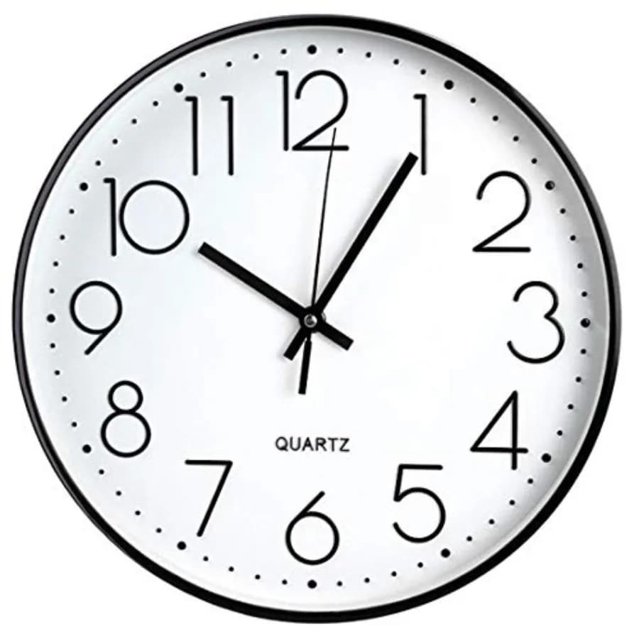 Orologio da Parete Silenzioso Grande 12 Pollici Rotondo a Batteria