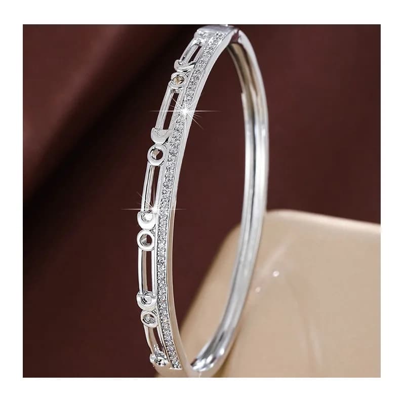 Hollow Inlaid Zircon Pure Copper Electroplating Bracelet Exquisite High-end Hollow Bracelet Women's Hot Sale