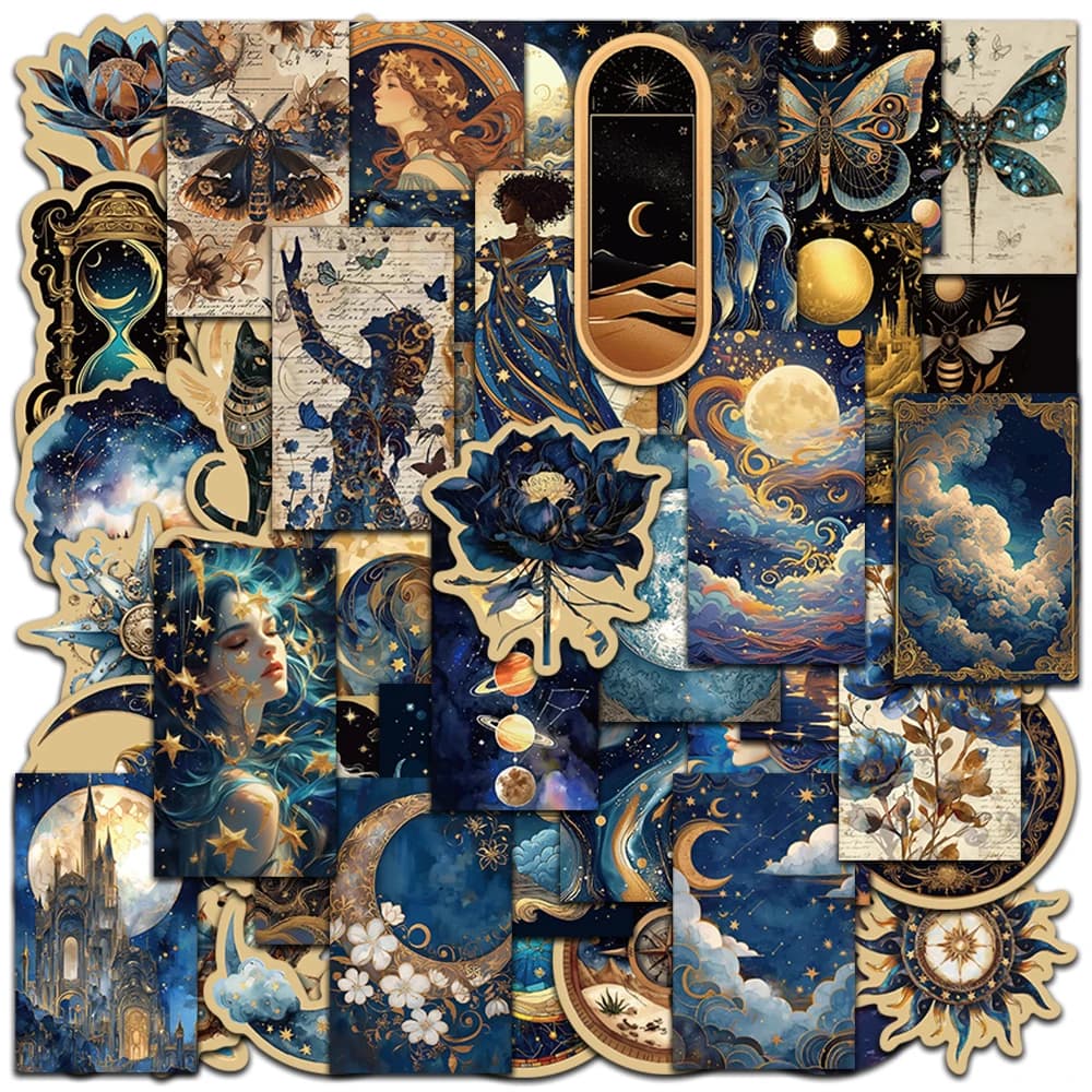 50 pezzi adesivi artistici universo fantasia estetica decorazione fai da te per laptop bottiglia d'acqua bagagli notebook decalcomanie in vinile impermeabili