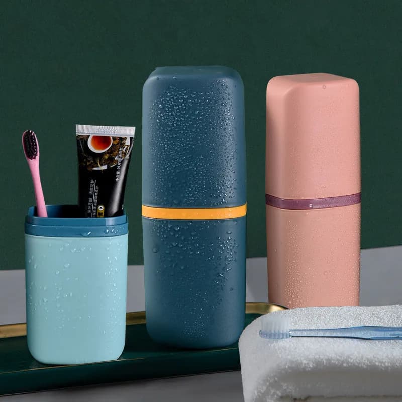 Porta Spazzolino e Dentifricio da Viaggio, Contenitore Portatile, Organizer per Casa e Viaggio, Accessorio da Bagno