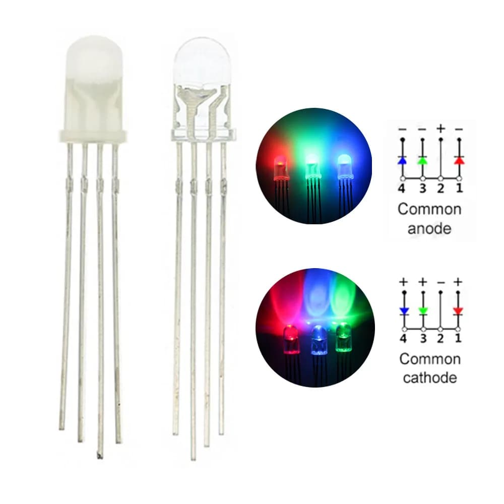 100 pz/lotto 4pin 5mm RGB LED Diodo Emettitore Indicatore Arduino Rosso Verde Blu Multicolor Anodo Comune Catodo FAI DA TE PCB Circuito Lampadina
