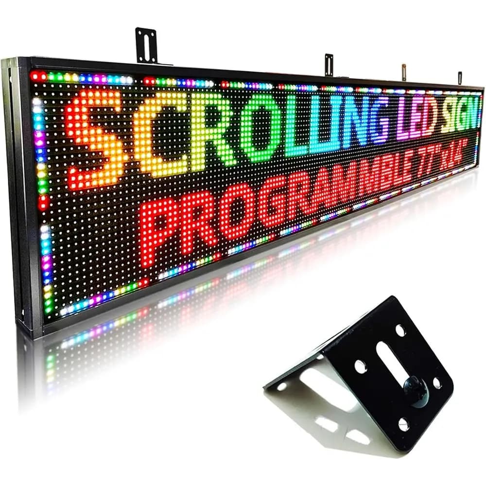 Insegna LED Programmabile per Esterni HS P10 77''x14'', Insegne Neon Aperte, Display Digitale Scorrevole EIC Mage, Pannello Luminoso, Testo Personalizzabile H