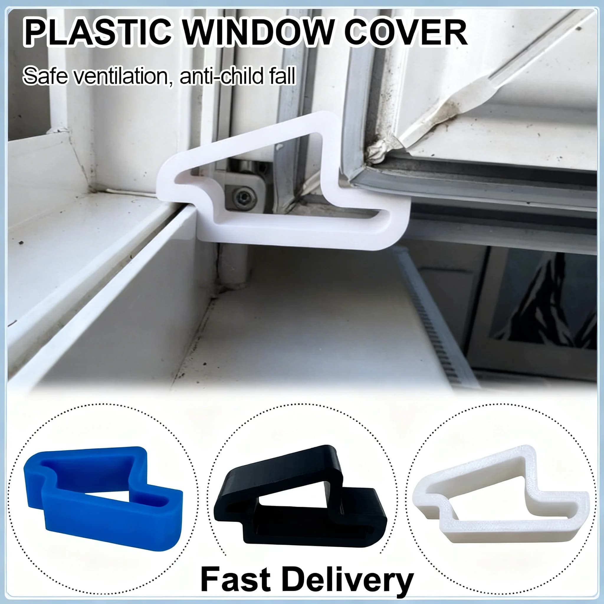 1/3 pz. Fermaporta e Fermafinestra in Plastica Resistente, Multiuso, Facile da Rimuovere, Blocco a Cuneo per Finestre e Porte, per Ufficio