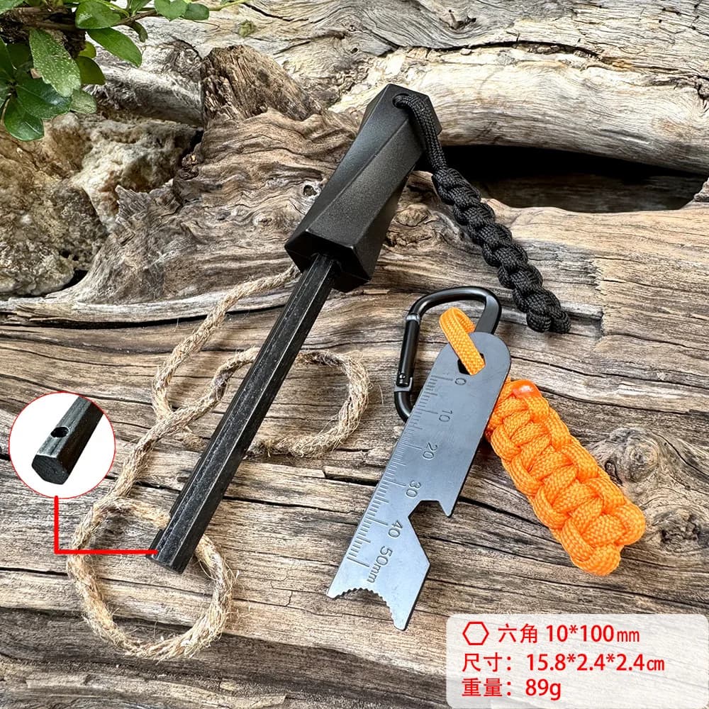 NUOVA asta di magnesio con manico in PP con corda di accensione Sopravvivenza nella natura selvaggia all'aperto con raschietto Asta di magnesio da campeggio