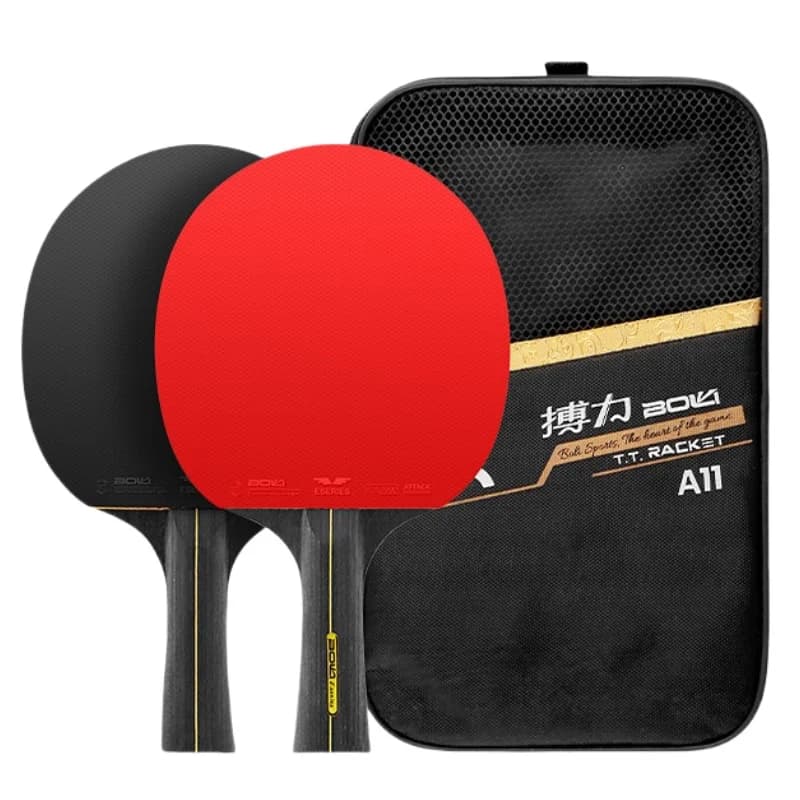 Professional 2-piece ping pong racks, 6 star ping pong rack, two-sided rubber paddle with bag