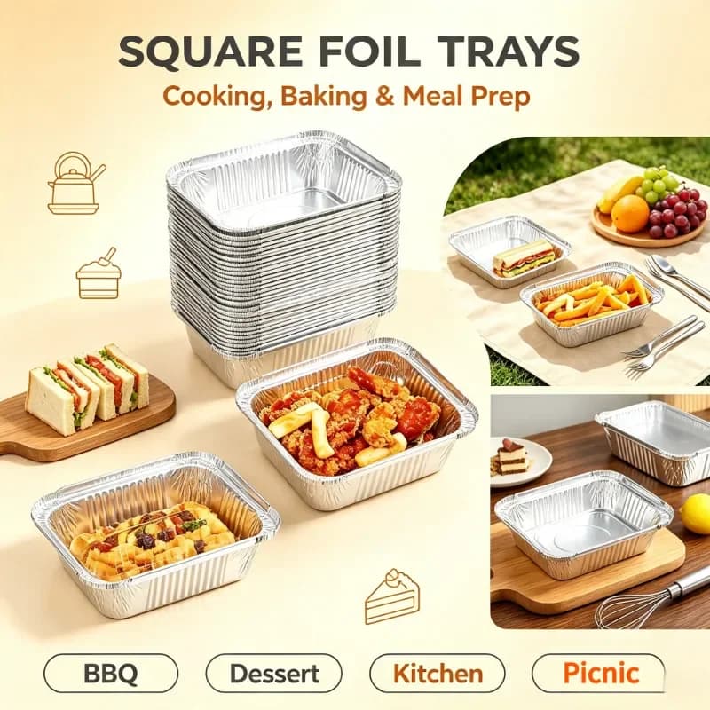 10/20/30Pcs Disposable Aluminium Foil Food Containers, Oven Microwave Safe Trays, Ideal For Cooking, Baking and Meal Preparation