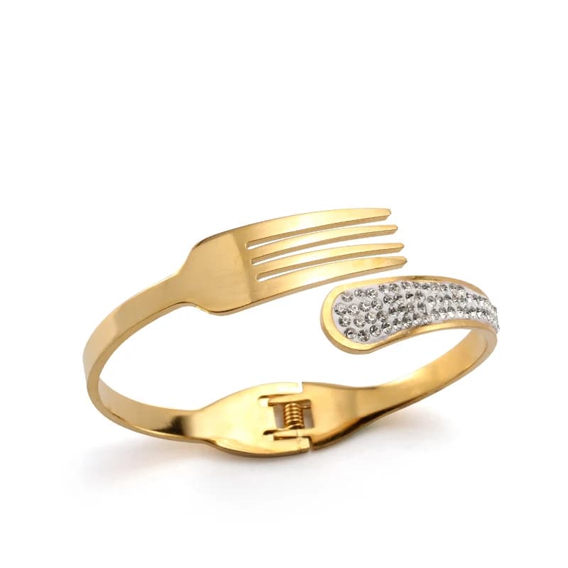 Bracciale creativo a forma di forchetta e cucchiaio, un anello da polso di lusso leggero con design a stoviglie