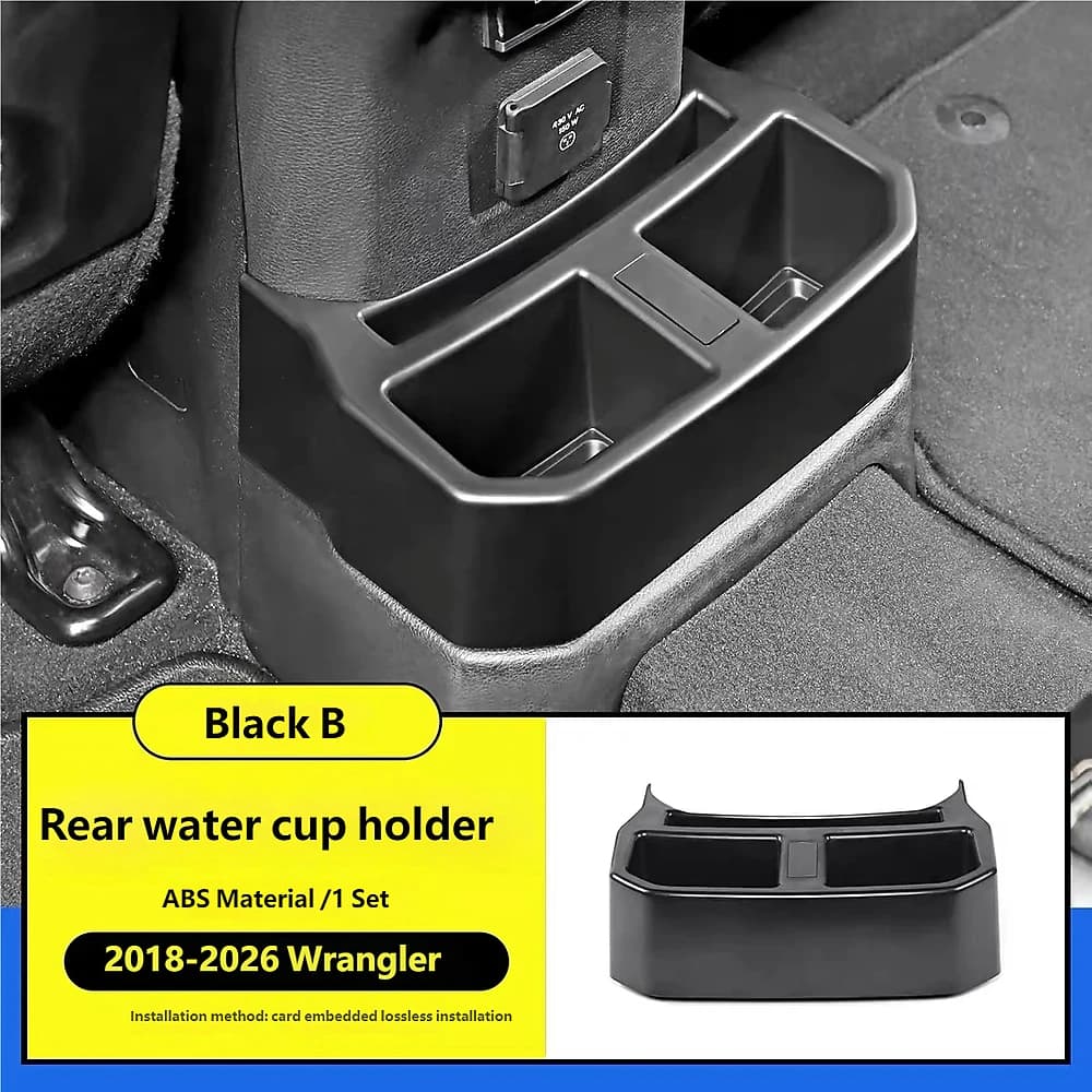 Lantsun JL1362 Car Rear Seat Water Cup Bottle Holder Mount ABS Storage Box Organizer for Jeep for Wrangler JL2018+