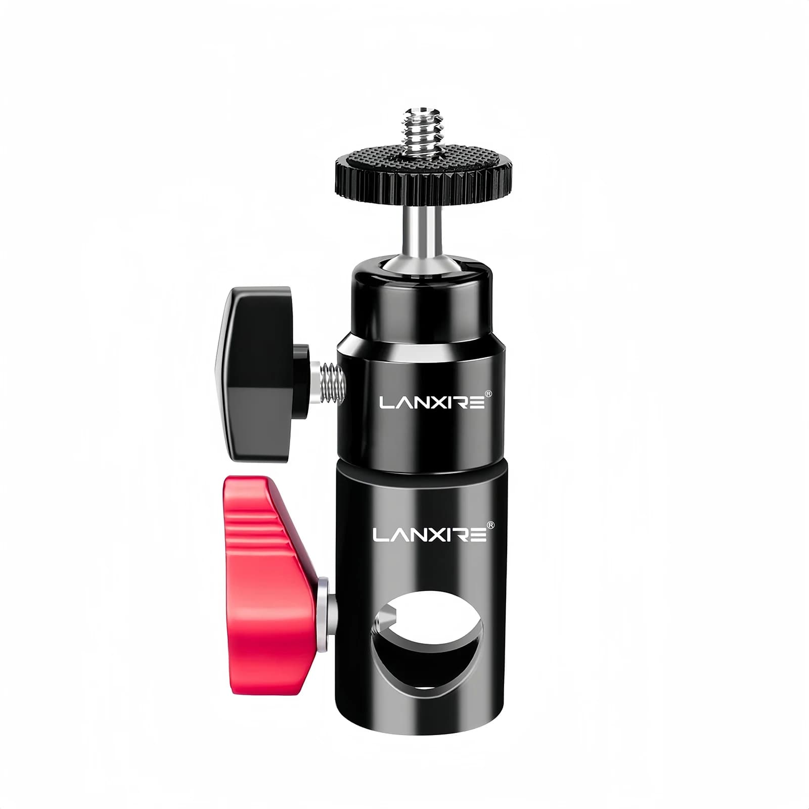 Adattatore per supporto luci Lanxire con mini testa a sfera per fotocamera, monitor, anello luminoso, supporto luci a testa piatta, braccio a perno, C-Stand
