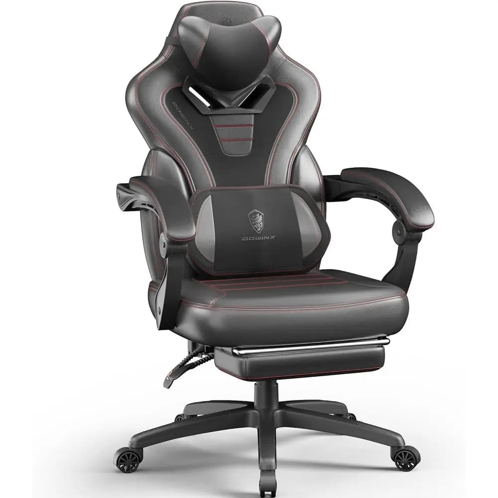 Sedia da Gaming Ergonomica di Grandi Dimensioni con Funzione Massaggio per Adulti - Nera