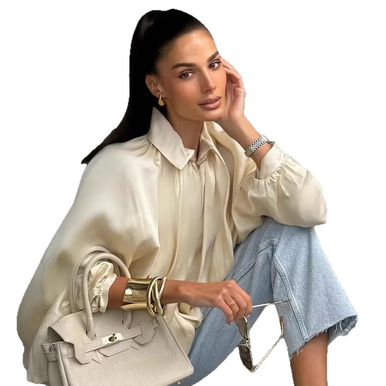 Giacca da baseball da donna autunnale in raso Giacca con cerniera pieghettata Cappotto da donna a maniche lunghe Capispalla Cappotti patchwork larghi per donna