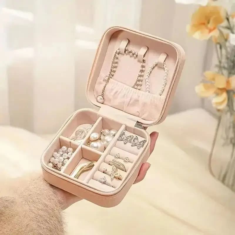 1 pcs single layer storage box travel leather jewelry box for women classic white fashion pink storage box pure black