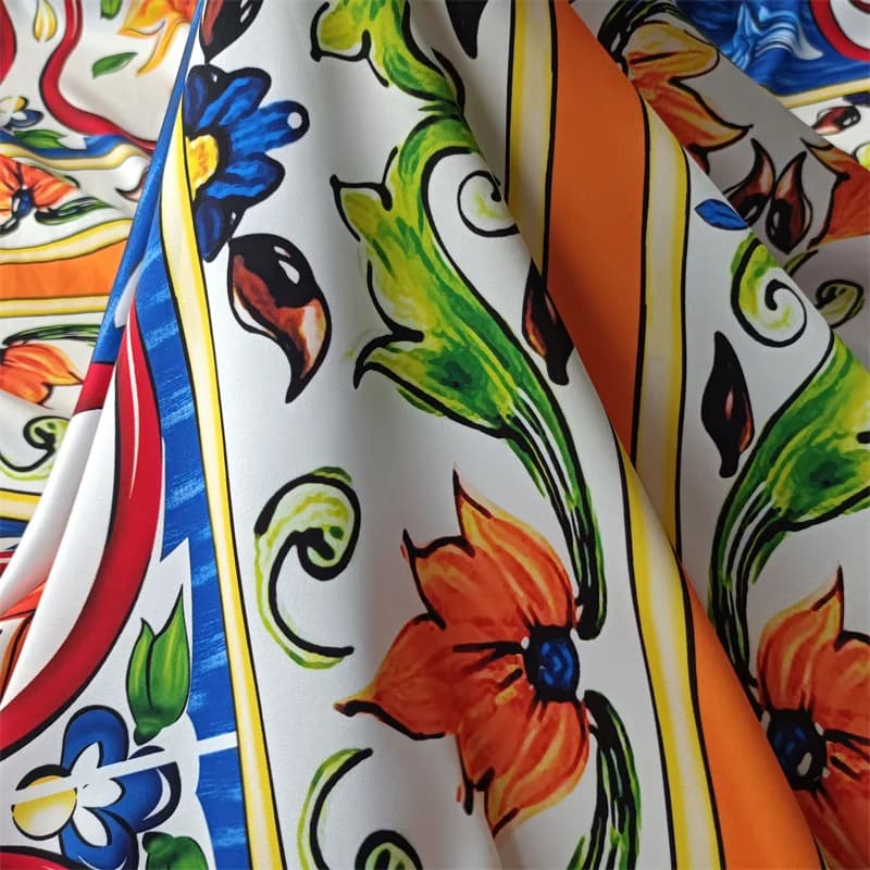 Stretch Satin Plaid Pattern Digital Printing Clothing Fabric Sewing Handmade DIY Shirt Dress Designer Material Per Meter
