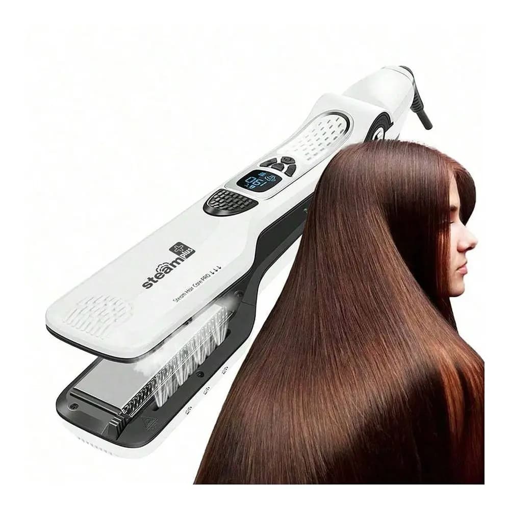 Piastra per capelli a vapore in titanio e ceramica, adatta a tutti i tipi di capelli, styler a vapore, piastra professionale per capelli e styling