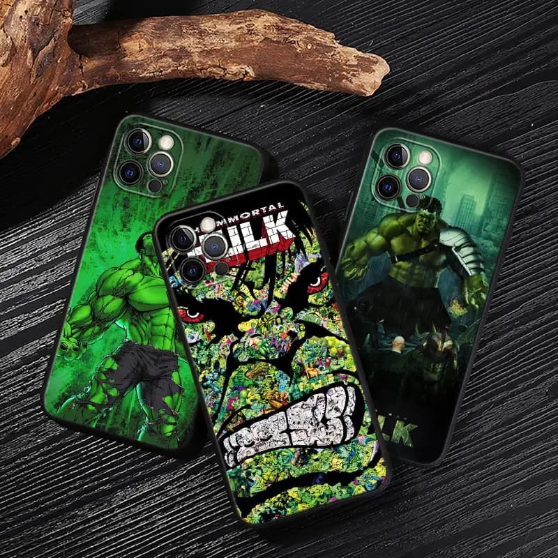 Custodia Morbida Protettiva Marvel Heroes Hulk per iPhone 17 16 15 14 13 12 11 Pro Max Plus, Cover Posteriore per iPhone 17 Pro 17E Air 16e