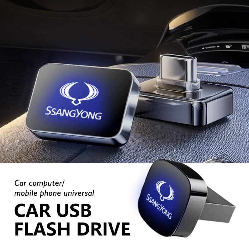 Car Dashboard Portable Storage 32GB/64GB Square USB Flash Drive For SsangYong Sport Korando Rexton Musso Chairman Turismo Nomad
