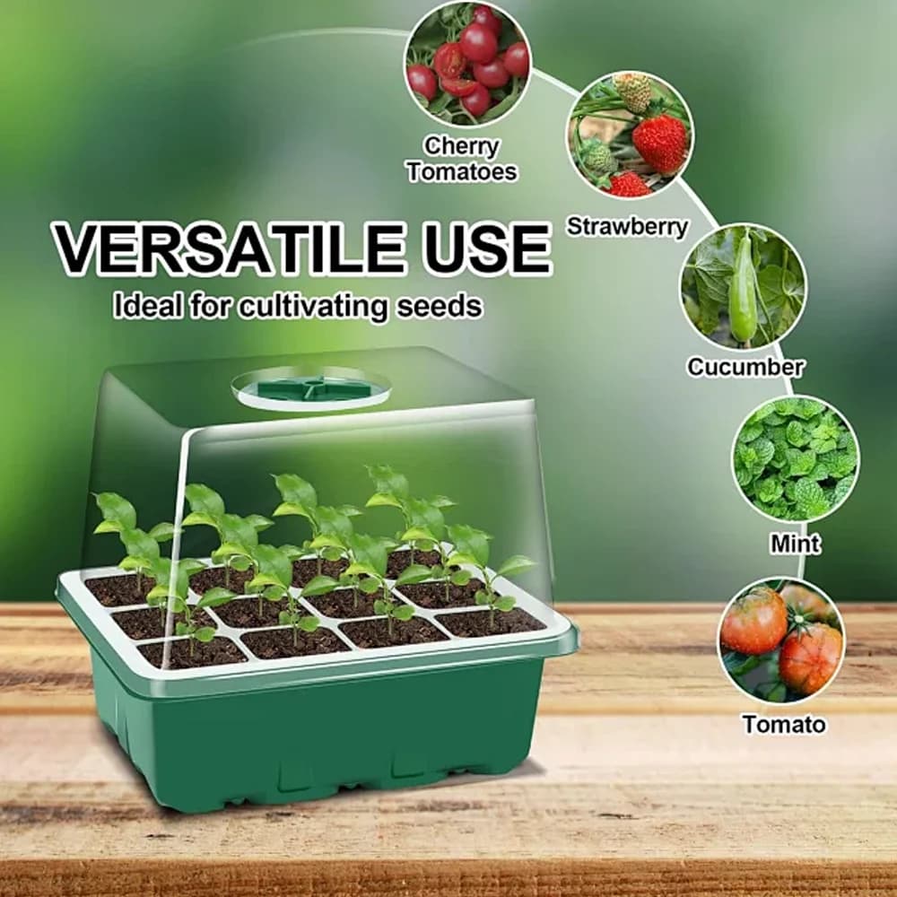 Cultivation Kit for Succulent Plants with LED Light, Seed Vase, 6/12 Cell Germination Tray, Breathable Container for Flowers