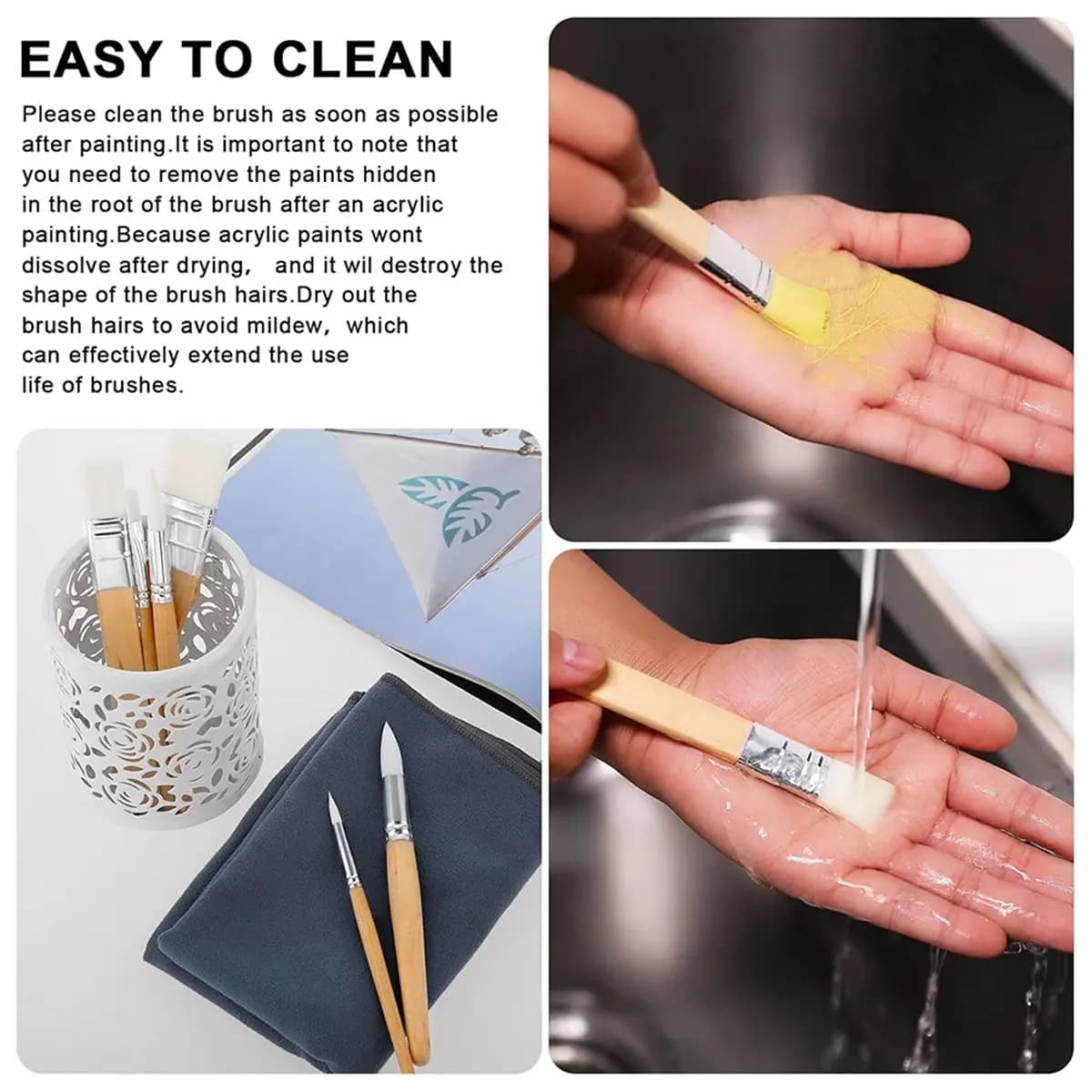 【~ NEW A01R】Paint Brush Set,6 Pcs Acrylic Paint Brushes Paintbrushes for Acrylic Painting Artist Paint Brushes Nylon Paint Brush