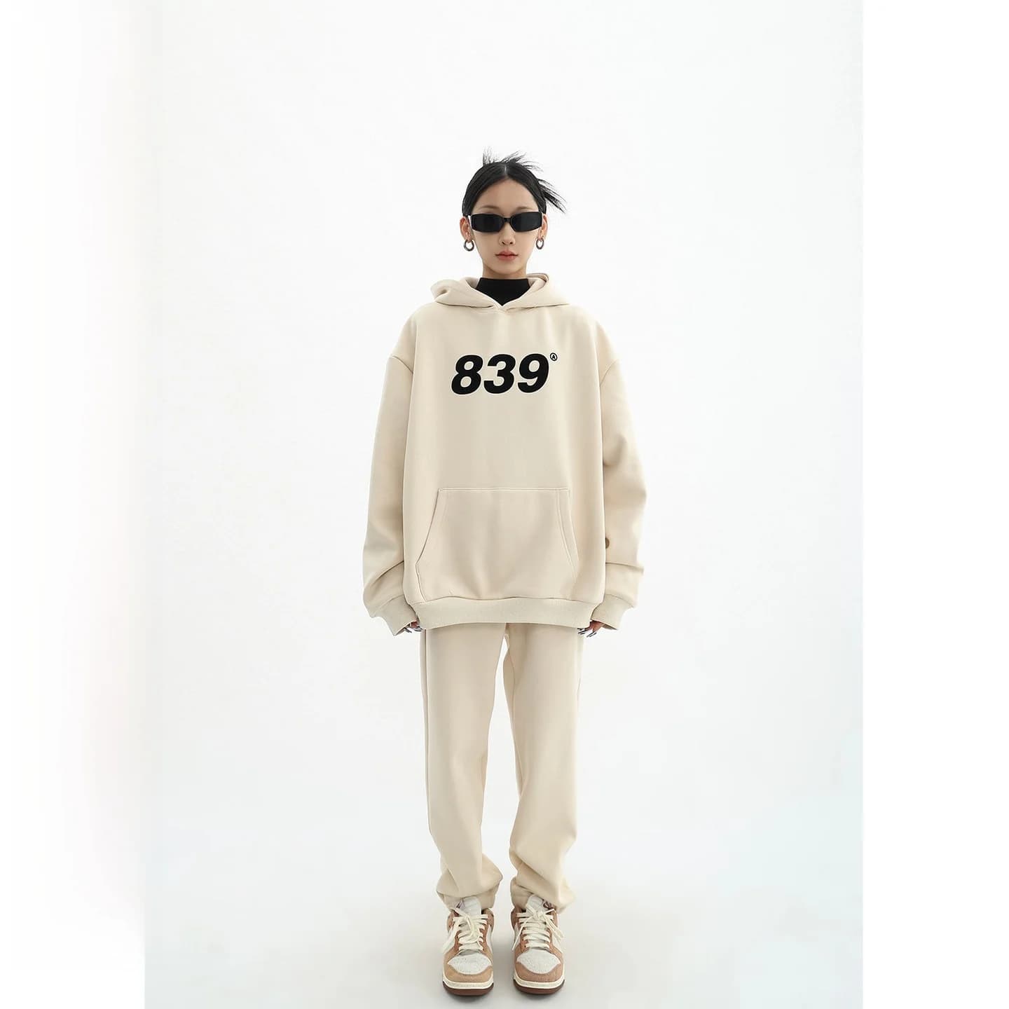Acestudios Thickened Silver Fur Hoodie Sweatshirt And Trousers Set Women's Loose Fit 2 Pieces Winter Fashion Ensemble