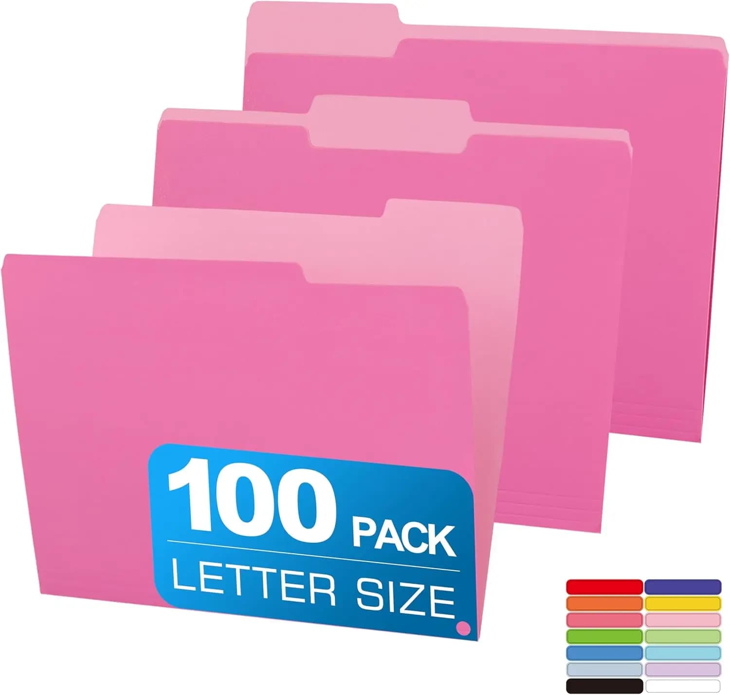 Cartelle Bicolore Rosa, 8.5x11 Pollici, 100 Confezioni con Linguette Tagliate 1/3 per Organizzazione Ufficio, Scuola e Casa