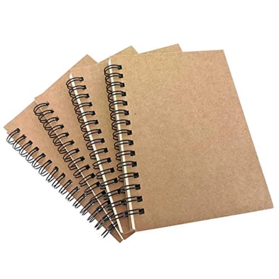 Spiral Notebook Joural, Wirebound Sketch Book NotePad Diary Memo Planner, A6 Size and 60 sheets Gridding Pages