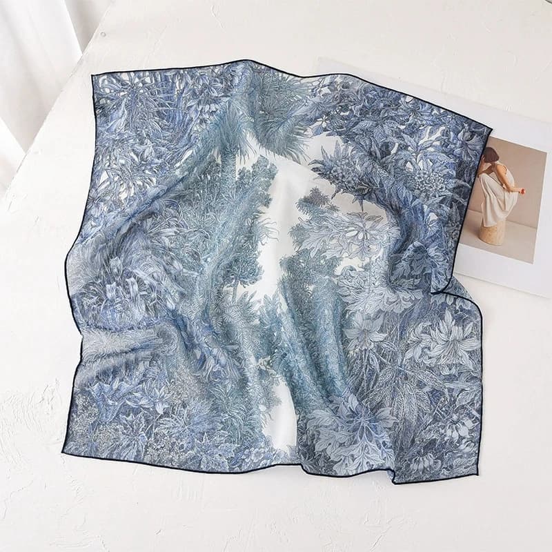 Sciarpa di seta pura al 100% Donna Collo Fascia per capelli Foulard Fazzoletto da collo in seta quadrata Sciarpa Bandana 67x67 cm