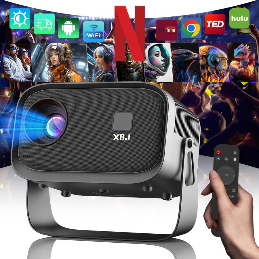 Proiettore Portatile con WiFi e Bluetooth, Supporto 1080P HD 4K, Proiettore Smart con App Integrate, Mini Proiettore per Film all'Aperto e in Casa