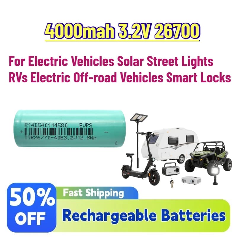 Batteria LiFePO4 da 3-6 pezzi 4000mAh 3.2V 26700 per Veicoli Elettrici, Lampioni Solari, Camper, Veicoli Elettrici Fuoristrada, Serrature Intelligenti