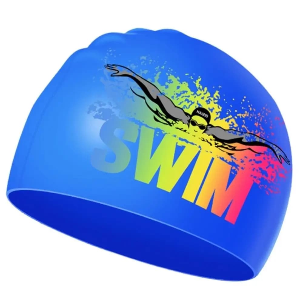 Personality Silicone Long Hair Bathing Caps Elastic Silicone Swimming Hat Swimming Caps Elastic Diving Hat Letter Swim Cap