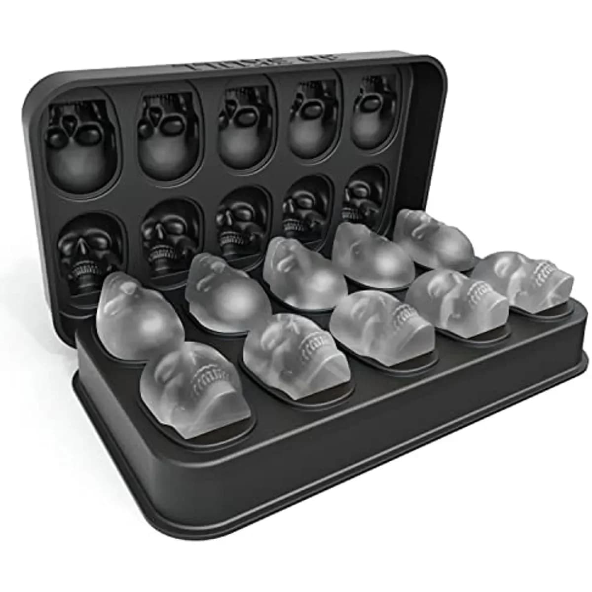 Stampo per macchina per il ghiaccio per whisky - Vassoio per cubetti di ghiaccio con teschio a 10 cavità con imbuto - Stampo in silicone con teschio per cuocere al cioccolato