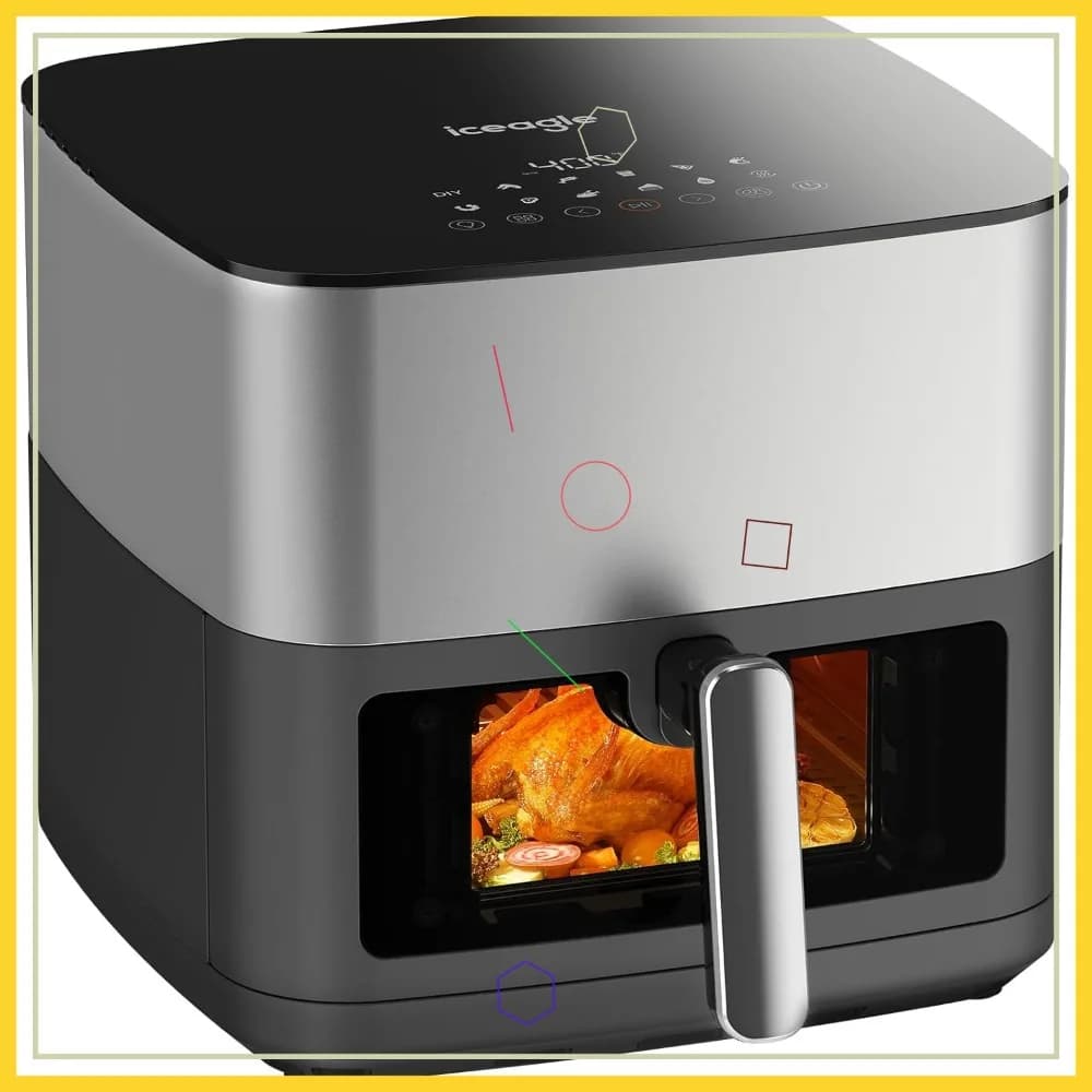 Friggitrice ad aria 9QT con ampia finestra, doppio riscaldamento, 12-in-1, 1700W