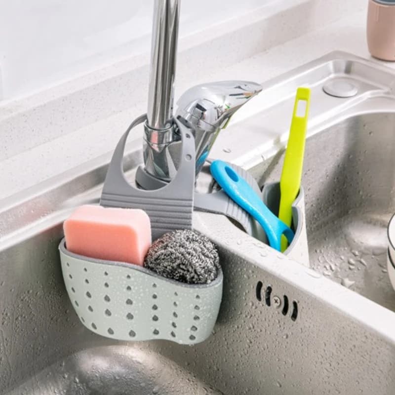 Cestino sospeso per lavello, porta spugna regolabile, scolapiatti per rubinetto della cucina, lavastoviglie, senza trapano, custodia per asciugatura