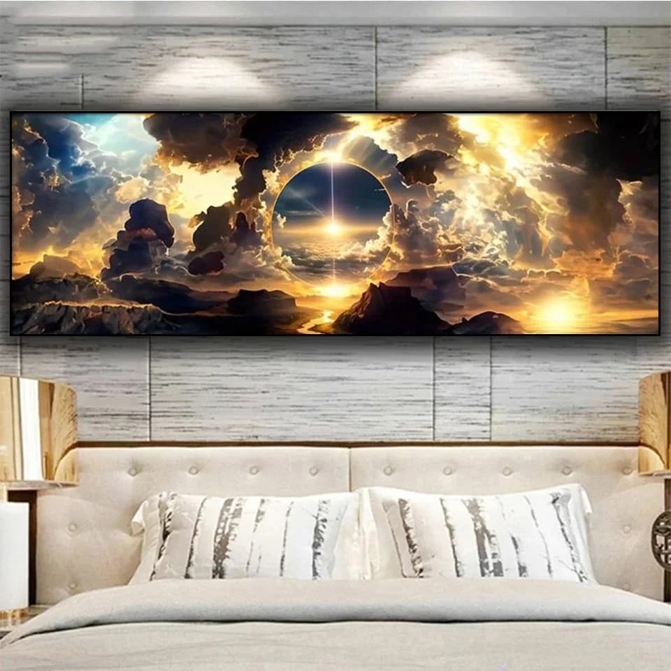 Il vasto cielo stellato grande pittura diamante pieno quadrato rotondo trapano alba nuvola bianca paesaggio diamante mosaico ricamo