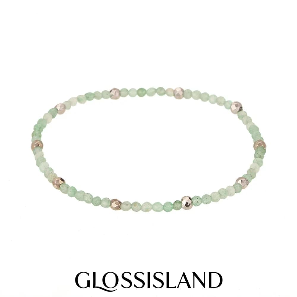 Bracciale elastico Glossisland impermeabile, ipoallergenico, in acciaio inossidabile con pietra naturale da 2 mm, 16 cm, regalo per donna