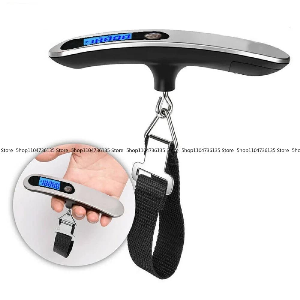 Bilancia elettronica portatile portatile da 50 kg. Pacchetto per lo shopping da pesca espresso. Bilancia per bagagli in acciaio inossidabile