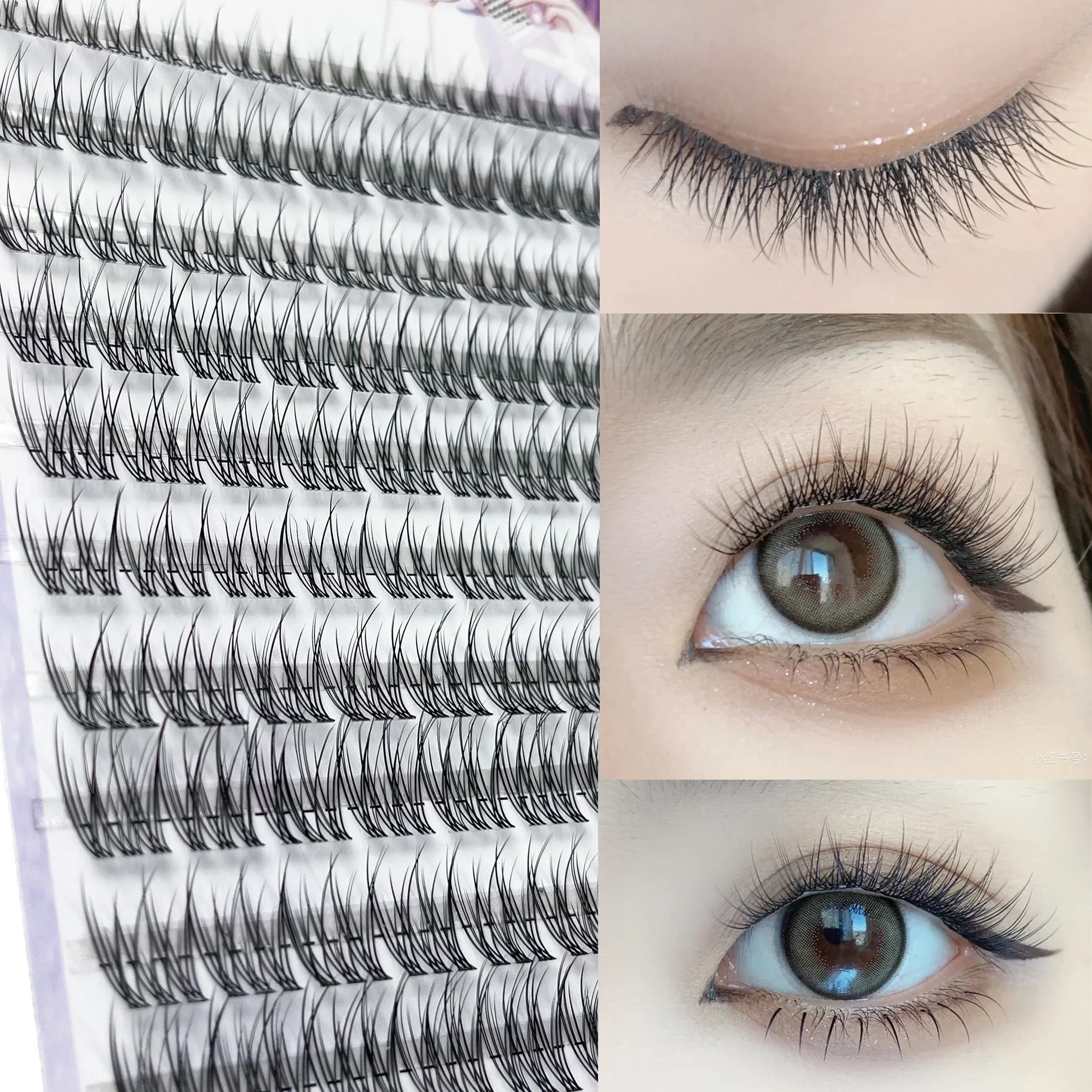 1/box 120 bundles Fawn Eyelashes Fake Natural Fish Tail 3D Russian individual eyelash extension cluster makeup tool wholesale