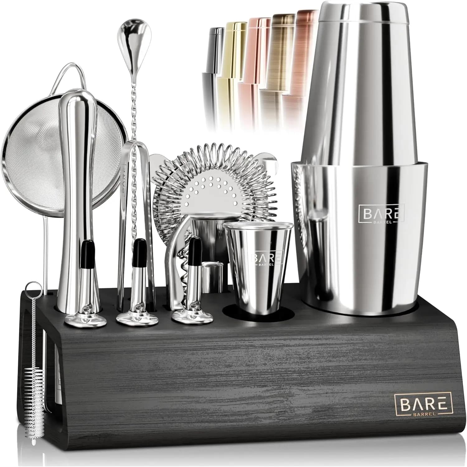 Set da Cocktail 14 Pezzi con Schede Ricette, Accessori da Bar in Acciaio Inox per Bartending Domestico