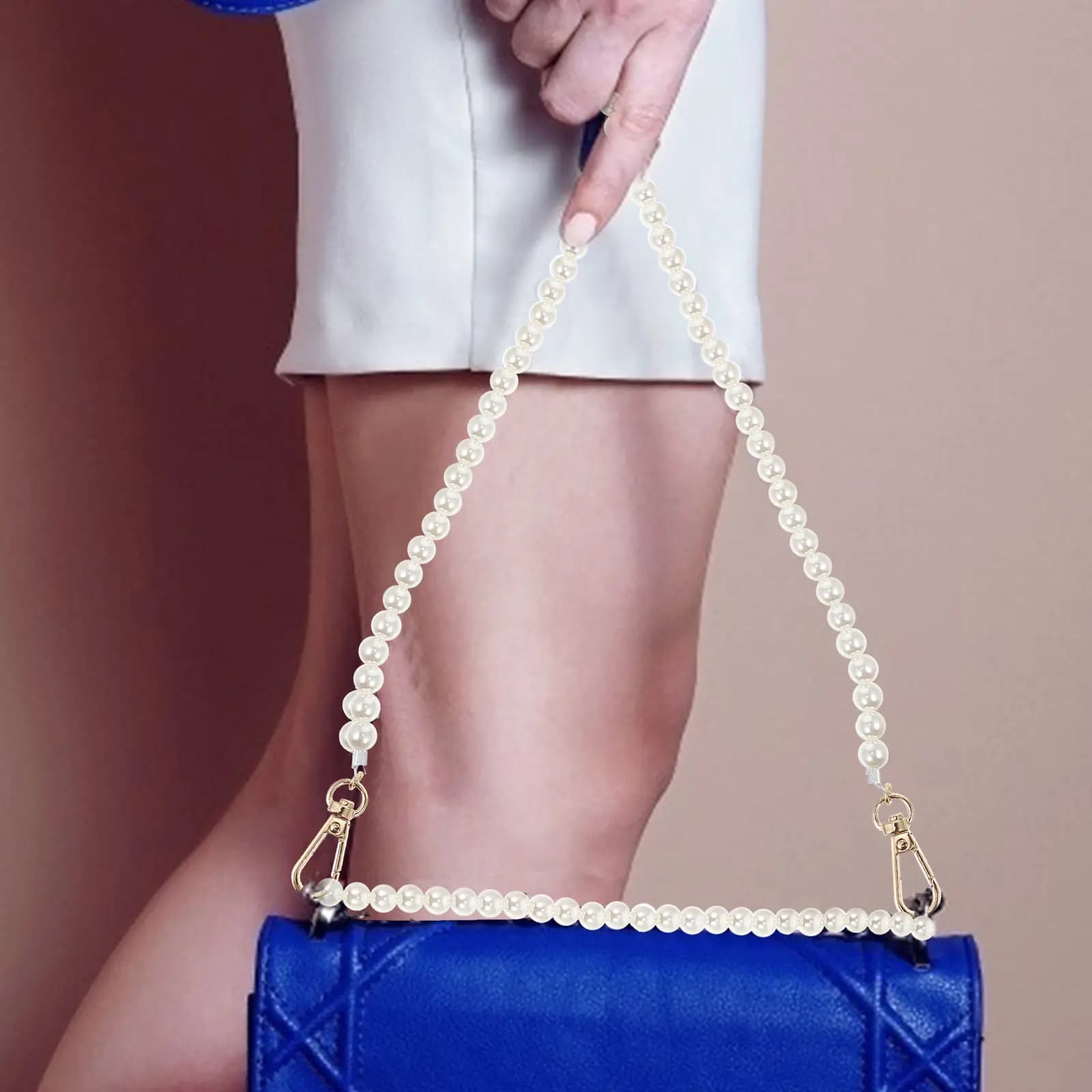 Replacement Chain for Bag with Pearl Design for Women's Bags, Pouches, Supplies Fai-da-te for Bags, Decorative Chain for Shoulders