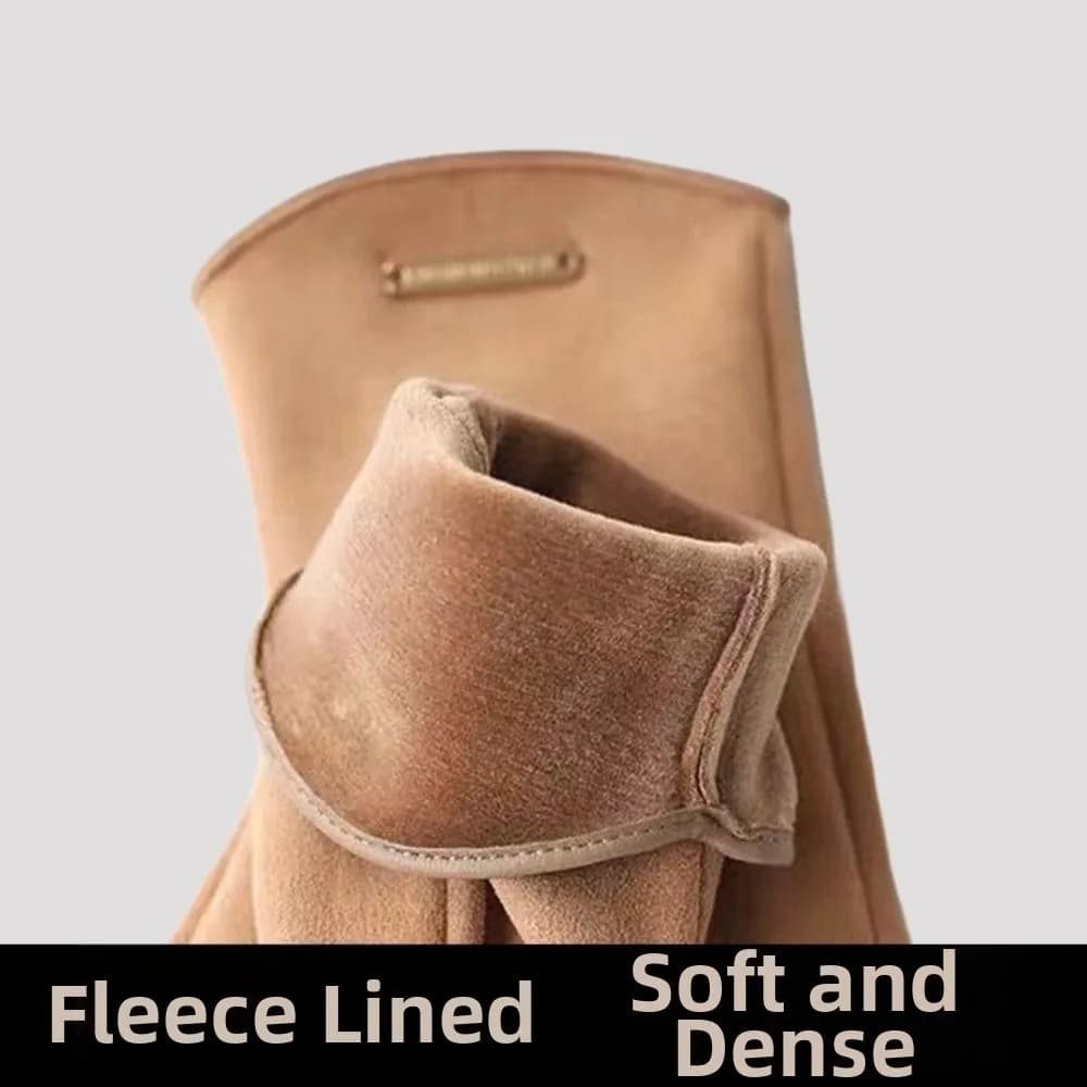 Faux Suede Winter Suede Gloves Thickened Solid Color Touchscreen Driving Mittens Soft Texture Full Fingers Fleece Lined Warmers