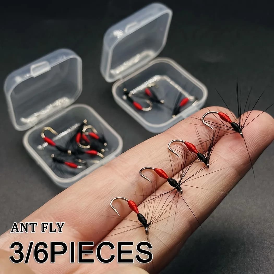 3/6Pcs Fly Fishing Flies Buzzer Ant For Trout Bass Fishing Lure with Fly Box Dry Flies Artificial Fly Nymph Bait