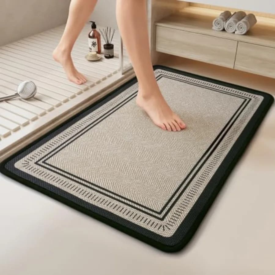Tappetino da bagno antiscivolo 24x35 pollici con retro in gomma, assorbente, ad asciugatura rapida, lavabile, a pelo corto, adatto per sotto la porta