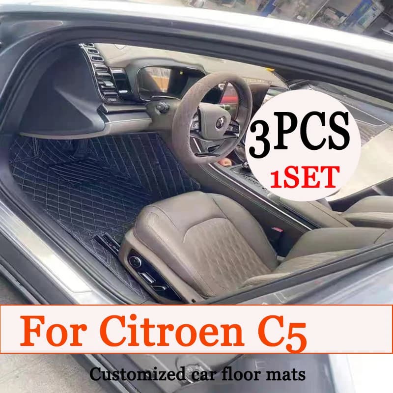 Car Floor Mats For Citroen C5 Aircross 2018~2022 Leather Mat Durable Pad Auto Rugs Carpets Interior Parts Car Accessories 2019