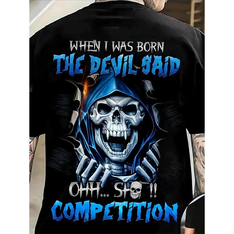 Halloween Vintage Gothic Grim Reaper Skull Slogan Graphic Print T-Shirt Men Women Streetwear Short Sleeve Tattoo Style Tops